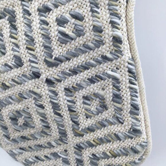 34th & Pine Woven Christmas Stocking Large Tassel Gold Cream Blue Yarn Winter - Picture 8 of 10